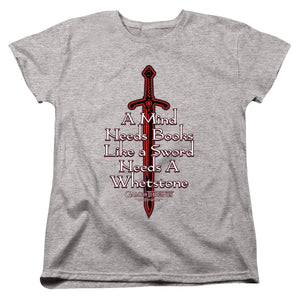 AN OFFCIALLY LICENSED GAME OF THRONES THE MIND NEEDS BOOKS WOMEN'S REGULAR FIT T-SHIRT ATHLETIC HEATHER