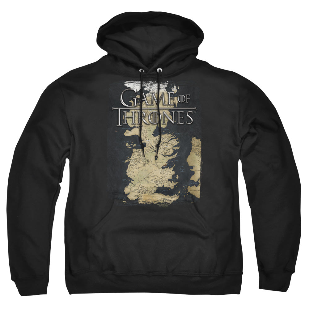 AN OFFCIALLY LICENSED GAME OF THRONES SERIES MAP ADULT UNISEX PULLOVER HOODIE BLACK