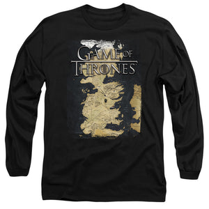 AN OFFCIALLY LICENSED GAME OF THRONES SERIES MAP MEN'S LONG SLEEVE T-SHIRT BLACK