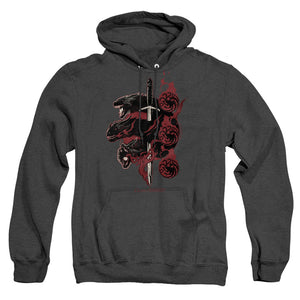 AN OFFCIALLY LICENSED GAME OF THRONES TARGARYEN DRAGONS ADULT UNISEX HEATHER PULLOVER HOODIE BLACK