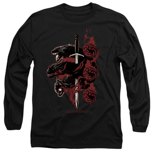 AN OFFCIALLY LICENSED GAME OF THRONES TARGARYEN DRAGONS MEN'S LONG SLEEVE T-SHIRT BLACK
