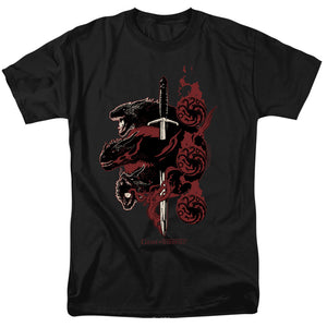 AN OFFCIALLY LICENSED GAME OF THRONES TARGARYEN DRAGONS MEN'S REGULAR FIT T-SHIRT BLACK