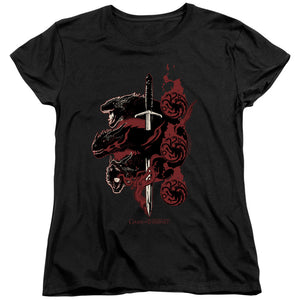AN OFFCIALLY LICENSED GAME OF THRONES TARGARYEN DRAGONS WOMEN'S REGULAR FIT T-SHIRT BLACK