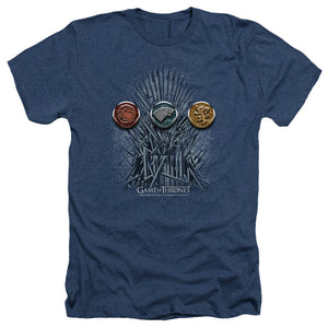 AN OFFCIALLY LICENSED GAME OF THRONES FOR THE THRONE SIGILS MEN'S HEATHER T-SHIRT NAVY