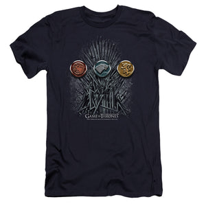 AN OFFCIALLY LICENSED GAME OF THRONES FOR THE THRONE SIGILS MEN'S PREMIUM SLIM FIT T-SHIRT NAVY