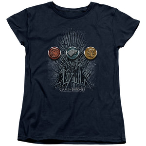 AN OFFCIALLY LICENSED GAME OF THRONES FOR THE THRONE SIGILS WOMEN'S REGULAR FIT T-SHIRT NAVY