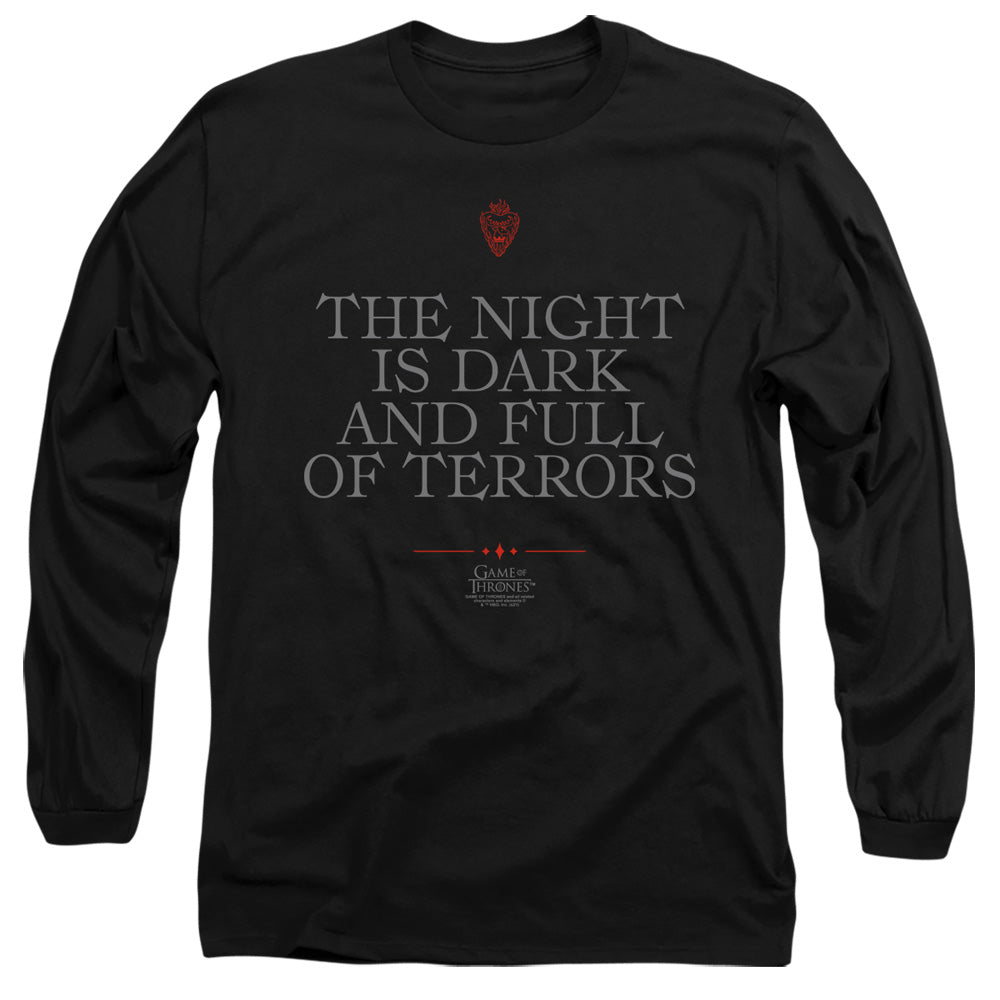 AN OFFCIALLY LICENSED GAME OF THRONES NIGHT IS DARK MEN'S LONG SLEEVE T-SHIRT BLACK