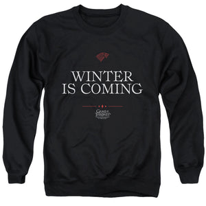 AN OFFCIALLY LICENSED GAME OF THRONES WINTER IS COMING TEXT ADULT UNISEX CREWNECK SWEATSHIRT BLACK