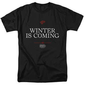 AN OFFCIALLY LICENSED GAME OF THRONES WINTER IS COMING TEXT MEN'S REGULAR FIT T-SHIRT BLACK