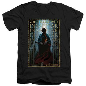 AN OFFCIALLY LICENSED GAME OF THRONES YOUR NAME WILL DISAPPEAR MEN'S V-NECK T-SHIRT BLACK