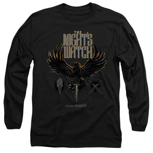 AN OFFCIALLY LICENSED GAME OF THRONES THE NIGHTS WATCH MEN'S LONG SLEEVE T-SHIRT BLACK