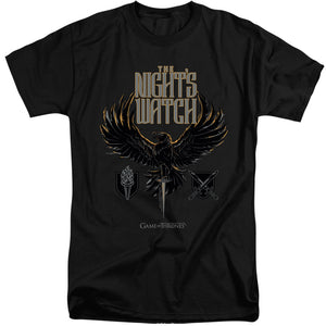 AN OFFCIALLY LICENSED GAME OF THRONES THE NIGHTS WATCH MEN'S TALL FIT T-SHIRT BLACK