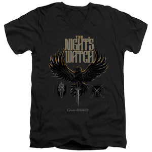 AN OFFCIALLY LICENSED GAME OF THRONES THE NIGHTS WATCH MEN'S V-NECK T-SHIRT BLACK