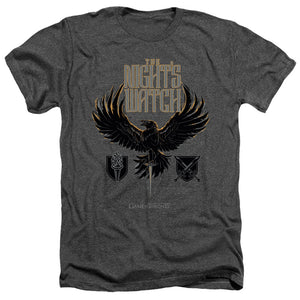 AN OFFCIALLY LICENSED GAME OF THRONES THE NIGHTS WATCH MEN'S HEATHER T-SHIRT CHARCOAL