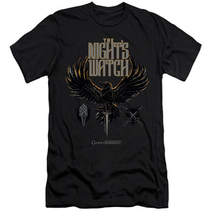 AN OFFCIALLY LICENSED GAME OF THRONES THE NIGHTS WATCH MEN'S PREMIUM SLIM FIT T-SHIRT BLACK