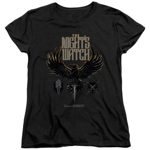 AN OFFCIALLY LICENSED GAME OF THRONES THE NIGHTS WATCH WOMEN'S REGULAR FIT T-SHIRT BLACK