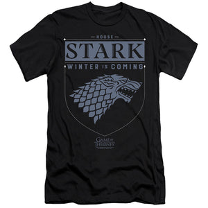 AN OFFCIALLY LICENSED GAME OF THRONES HOUSE STARK SIGIL MEN'S PREMIUM SLIM FIT T-SHIRT BLACK