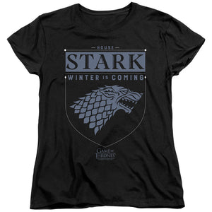 AN OFFCIALLY LICENSED GAME OF THRONES HOUSE STARK SIGIL WOMEN'S REGULAR FIT T-SHIRT BLACK