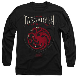 AN OFFCIALLY LICENSED GAME OF THRONES HOUSE TARGARYEN SIGIL MEN'S LONG SLEEVE T-SHIRT BLACK