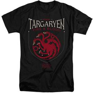 AN OFFCIALLY LICENSED GAME OF THRONES HOUSE TARGARYEN SIGIL MEN'S TALL FIT T-SHIRT BLACK
