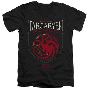 AN OFFCIALLY LICENSED GAME OF THRONES HOUSE TARGARYEN SIGIL MEN'S V-NECK T-SHIRT BLACK