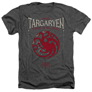 AN OFFCIALLY LICENSED GAME OF THRONES HOUSE TARGARYEN SIGIL MEN'S HEATHER T-SHIRT CHARCOAL