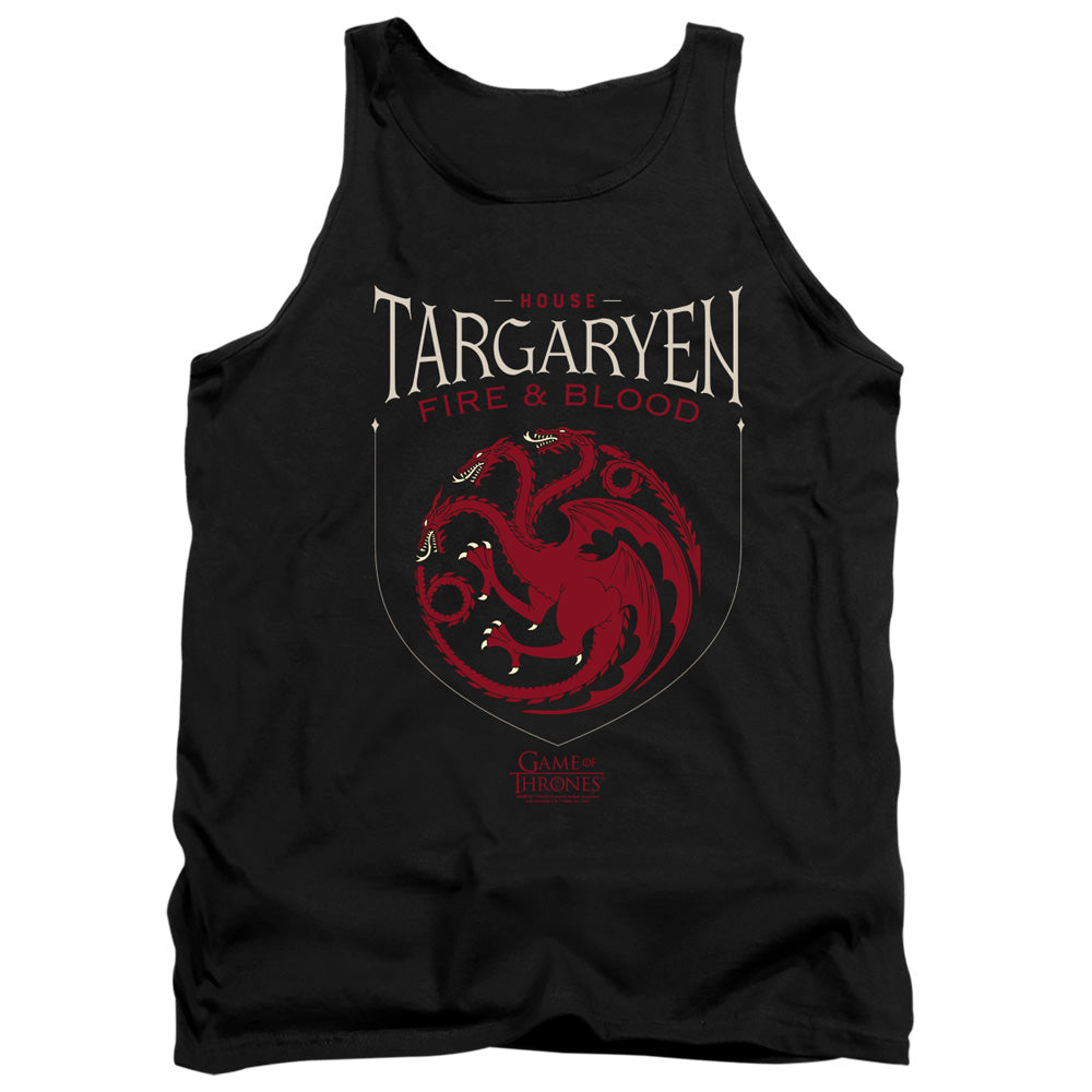 AN OFFCIALLY LICENSED GAME OF THRONES HOUSE TARGARYEN SIGIL ADULT UNISEX TANK TOP BLACK