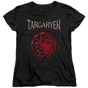 AN OFFCIALLY LICENSED GAME OF THRONES HOUSE TARGARYEN SIGIL WOMEN'S REGULAR FIT T-SHIRT BLACK