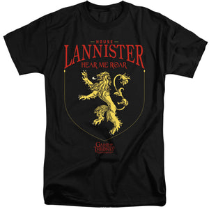 AN OFFCIALLY LICENSED GAME OF THRONES HOUSE LANNISTER SIGIL MEN'S TALL FIT T-SHIRT BLACK