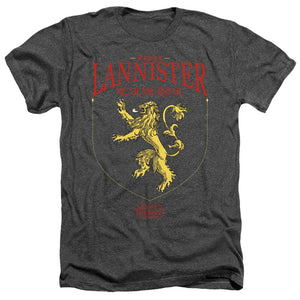 AN OFFCIALLY LICENSED GAME OF THRONES HOUSE LANNISTER SIGIL MEN'S HEATHER T-SHIRT CHARCOAL
