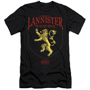 AN OFFCIALLY LICENSED GAME OF THRONES HOUSE LANNISTER SIGIL MEN'S PREMIUM SLIM FIT T-SHIRT BLACK