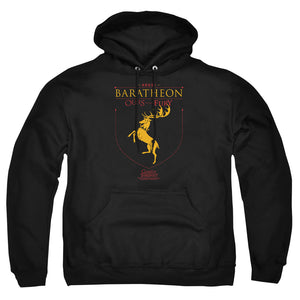 AN OFFCIALLY LICENSED GAME OF THRONES HOUSE BARATHEON SIGIL ADULT UNISEX PULLOVER HOODIE BLACK