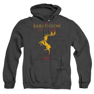 AN OFFCIALLY LICENSED GAME OF THRONES HOUSE BARATHEON SIGIL ADULT UNISEX HEATHER PULLOVER HOODIE BLACK