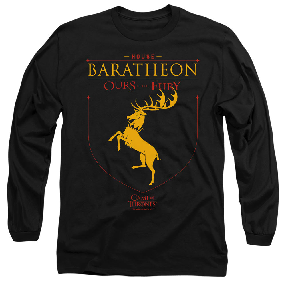 AN OFFCIALLY LICENSED GAME OF THRONES HOUSE BARATHEON SIGIL MEN'S LONG SLEEVE T-SHIRT BLACK