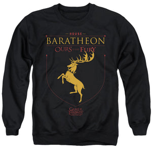 AN OFFCIALLY LICENSED GAME OF THRONES HOUSE BARATHEON SIGIL ADULT UNISEX CREWNECK SWEATSHIRT BLACK