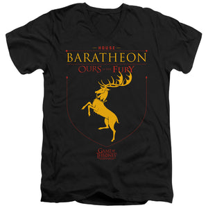AN OFFCIALLY LICENSED GAME OF THRONES HOUSE BARATHEON SIGIL MEN'S V-NECK T-SHIRT BLACK