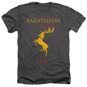 AN OFFCIALLY LICENSED GAME OF THRONES HOUSE BARATHEON SIGIL MEN'S HEATHER T-SHIRT CHARCOAL