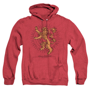 AN OFFCIALLY LICENSED GAME OF THRONES LANNISTER BURST SIGIL ADULT UNISEX HEATHER PULLOVER HOODIE RED