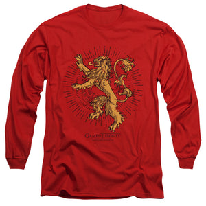 AN OFFCIALLY LICENSED GAME OF THRONES LANNISTER BURST SIGIL MEN'S LONG SLEEVE T-SHIRT RED