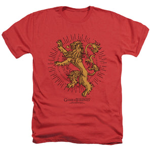 AN OFFCIALLY LICENSED GAME OF THRONES LANNISTER BURST SIGIL MEN'S HEATHER T-SHIRT RED