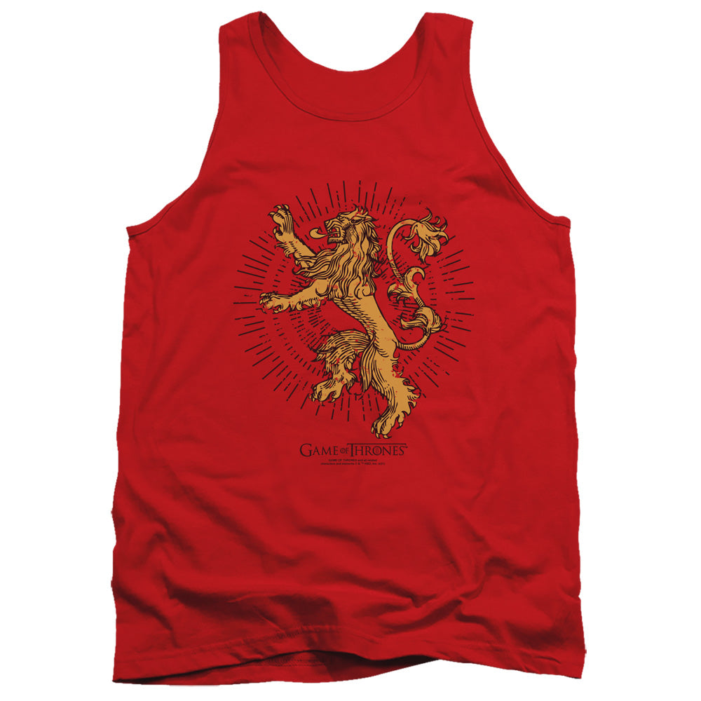 AN OFFCIALLY LICENSED GAME OF THRONES LANNISTER BURST SIGIL ADULT UNISEX TANK TOP RED