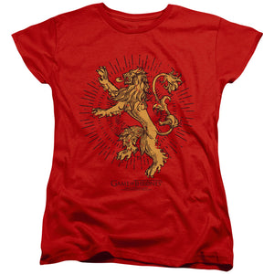 AN OFFCIALLY LICENSED GAME OF THRONES LANNISTER BURST SIGIL WOMEN'S REGULAR FIT T-SHIRT RED