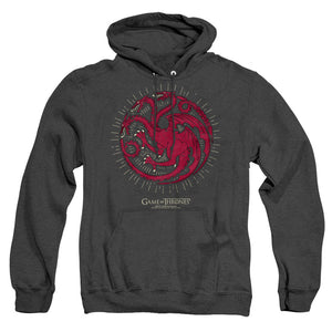 AN OFFCIALLY LICENSED GAME OF THRONES TARGARYEN BURST SIGIL ADULT UNISEX HEATHER PULLOVER HOODIE BLACK