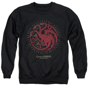 AN OFFCIALLY LICENSED GAME OF THRONES TARGARYEN BURST SIGIL ADULT UNISEX CREWNECK SWEATSHIRT BLACK