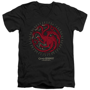 AN OFFCIALLY LICENSED GAME OF THRONES TARGARYEN BURST SIGIL MEN'S V-NECK T-SHIRT BLACK