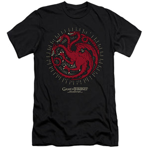 AN OFFCIALLY LICENSED GAME OF THRONES TARGARYEN BURST SIGIL MEN'S PREMIUM SLIM FIT T-SHIRT BLACK