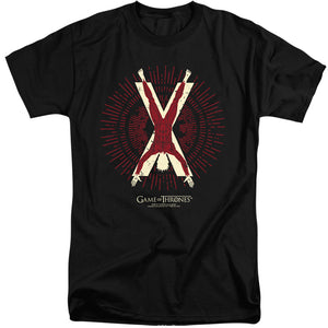 AN OFFCIALLY LICENSED GAME OF THRONES BOLTON BURST SIGIL MEN'S TALL FIT T-SHIRT BLACK