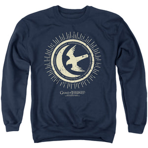 AN OFFCIALLY LICENSED GAME OF THRONES ARRYN BURST SIGIL ADULT UNISEX CREWNECK SWEATSHIRT NAVY