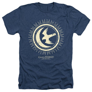 AN OFFCIALLY LICENSED GAME OF THRONES ARRYN BURST SIGIL MEN'S HEATHER T-SHIRT NAVY