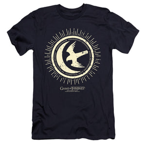 AN OFFCIALLY LICENSED GAME OF THRONES ARRYN BURST SIGIL MEN'S PREMIUM SLIM FIT T-SHIRT NAVY